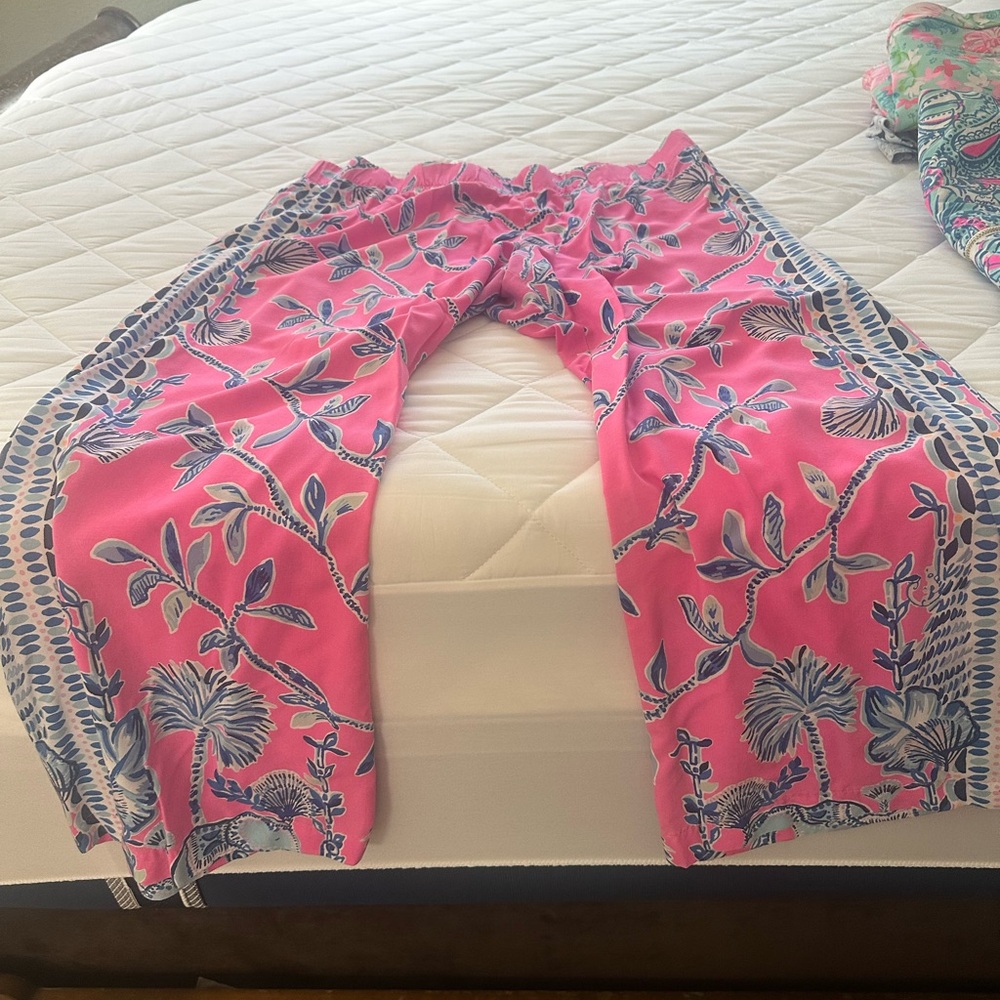 Lilly Pulitzer Pink and Blue Wide Leg Pants